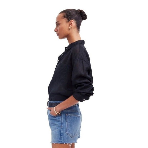 MADEWELL Relaxed Mid-Length Denim Jean Shorts Size 24 NWT Raw Hem Casual - Picture 3 of 13